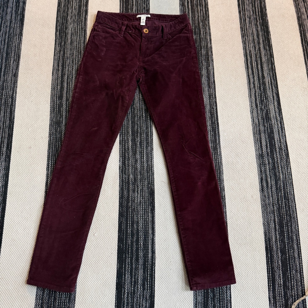 Banana Republic Women's Deep Burgundy Corduroy Straight Leg Pants Size 27